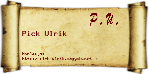 Pick Ulrik névjegykártya